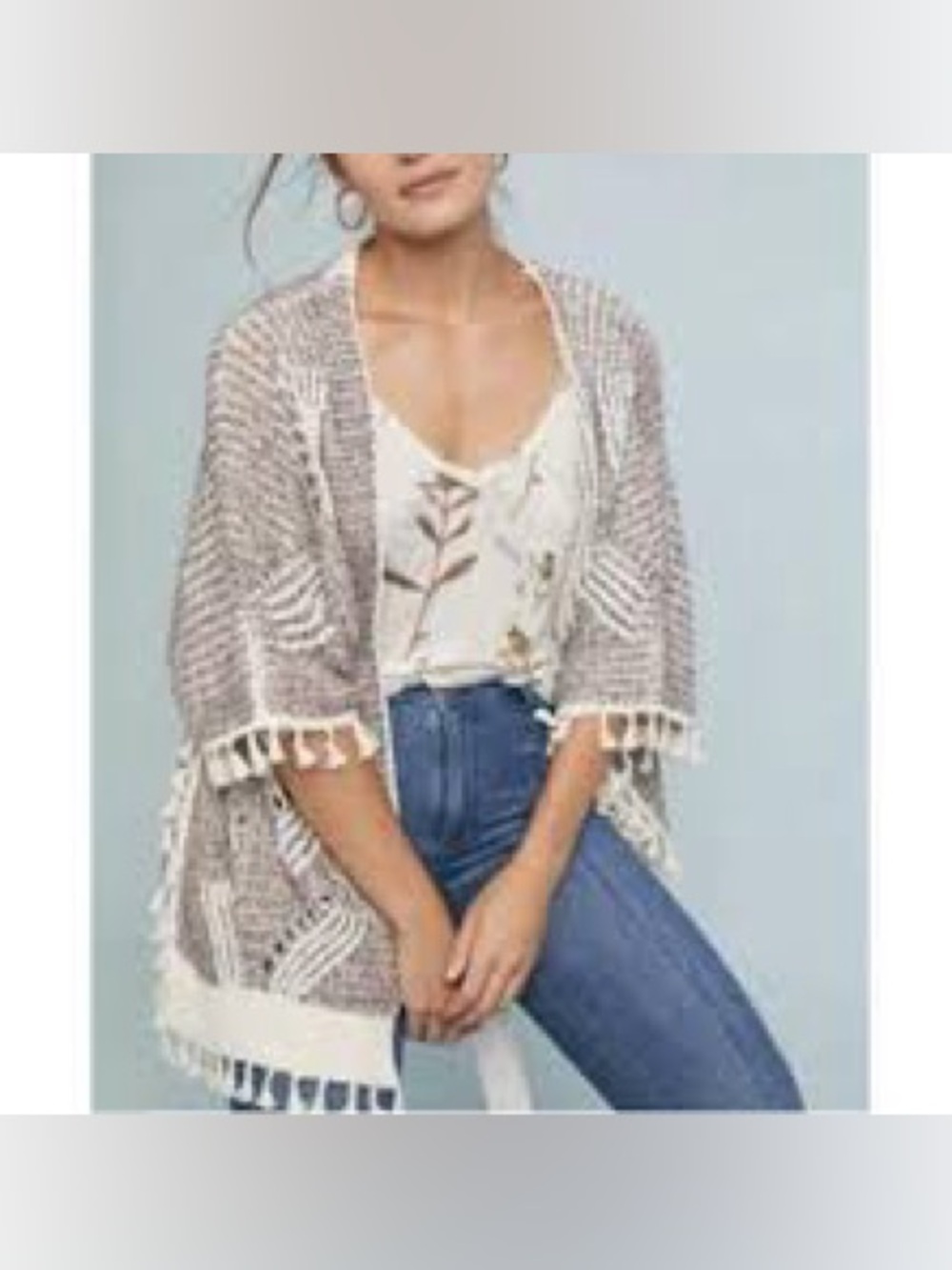Anthropologie Woven Shawl Poncho One Size
- Beige/Cream